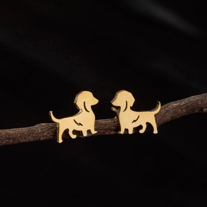1 Pair Cute Minimalist Dog Polishing 304 Stainless Steel 18K Gold Plated Ear Studs