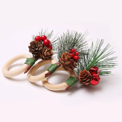 Cute Christmas Tree Santa Claus Alloy Napkin Rings 1 Set Of 6