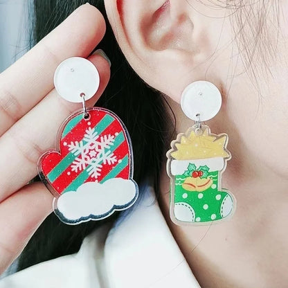 Minimalist Snowflake Arylic Printing Earrings