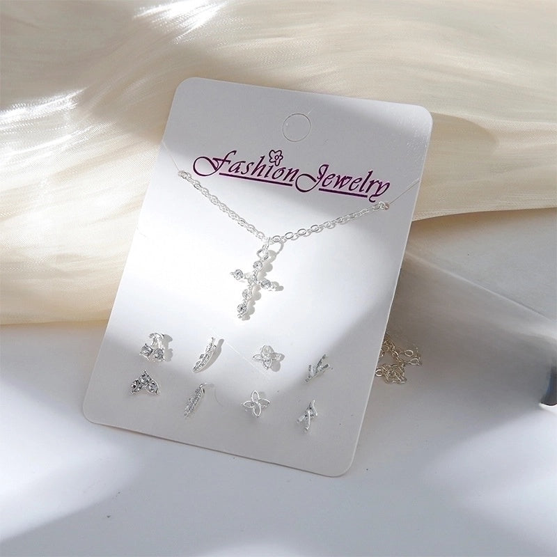 New Crystal Christmas Clavicle Chain Alloy Short Necklace Earring Set