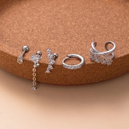 1 Piece Ear Cartilage Rings & Studs Sweet Water Droplets Heart Shape Copper Plating Inlay Zircon