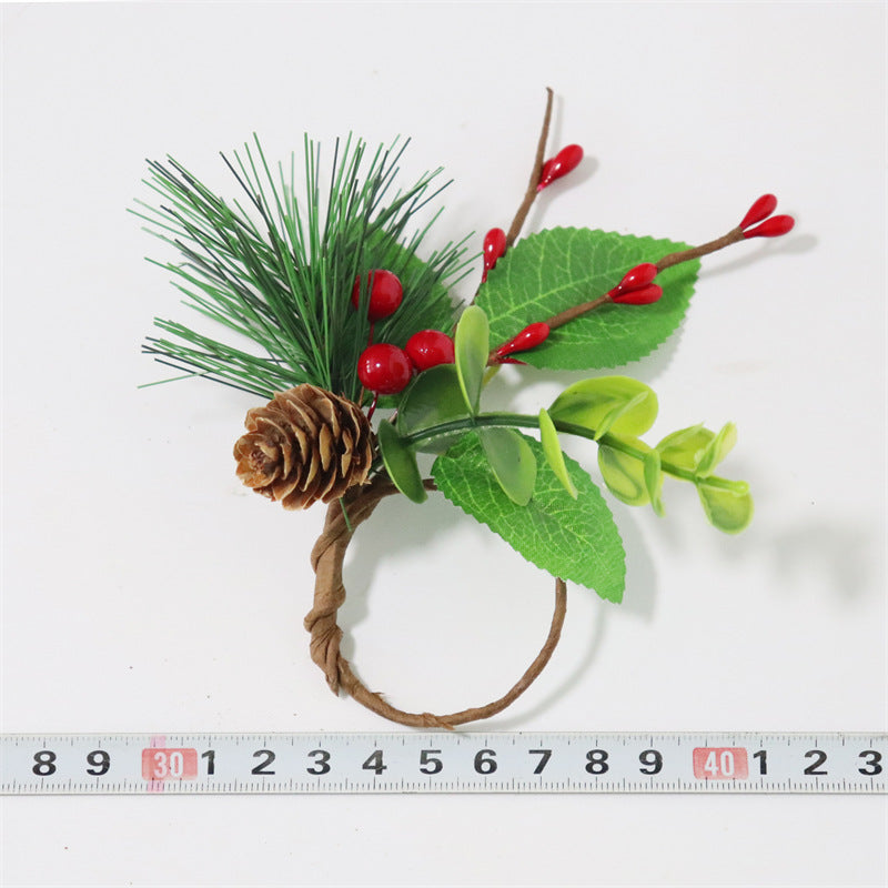 2 Pieces Can Be Matched With Christmas Decoration Pine Needle Napkin Rings For Hotel And Home Use Napkin Holders
