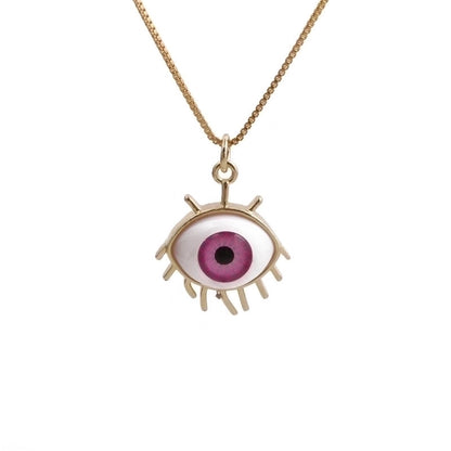 Simple Dripping Evil Eye Pendant Copper Zircon Necklace