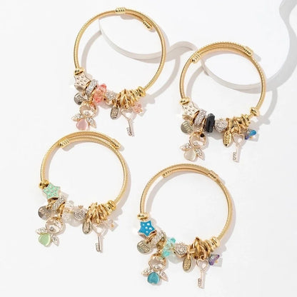 Elegant Lady Angel 304 Stainless Steel Alloy Artificial Crystal Bangle In Bulk