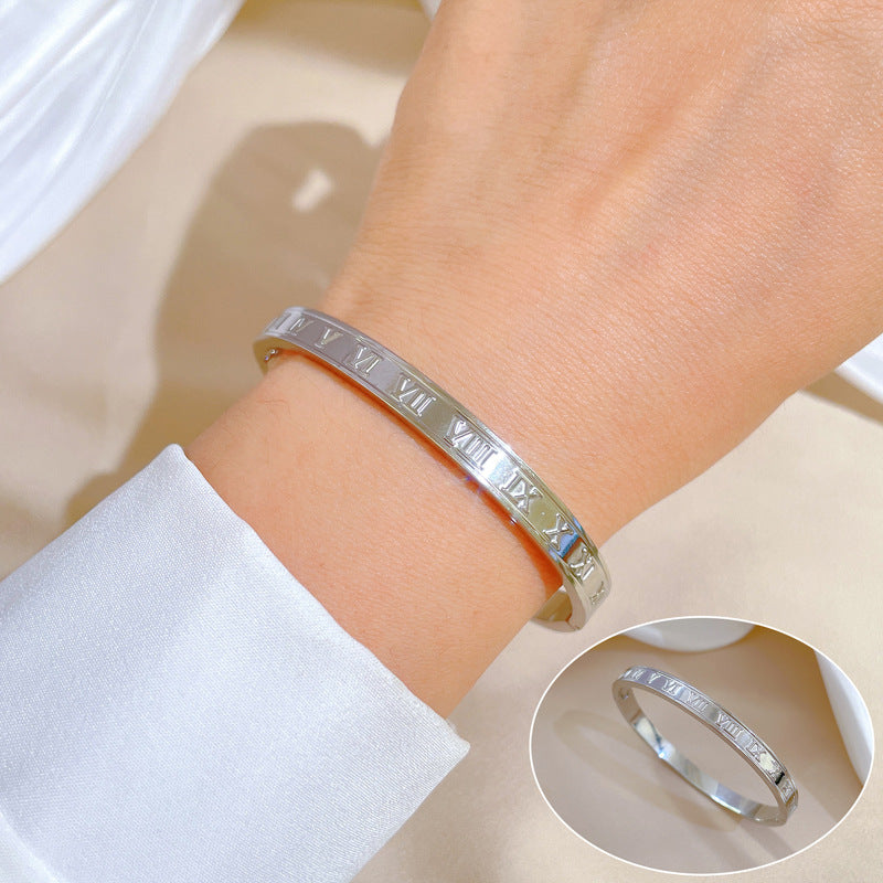 Korean East Asia Symbol Titanium Steel Electroplating Bangles