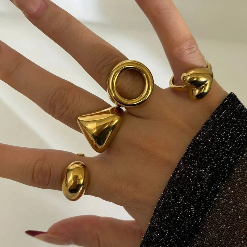 Minimalist Classic Style Solid Color 316L Stainless Steel Plating Stainless Steel Rings