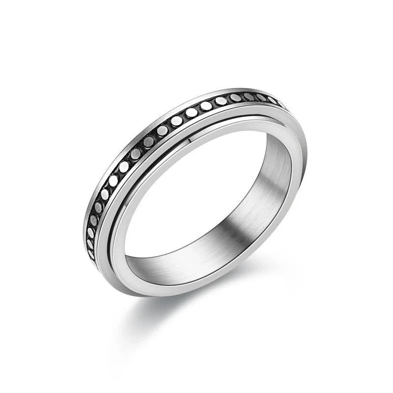 New Fashion Anti-anxiety Rotating Titanium Steel Decompression Couple Ring