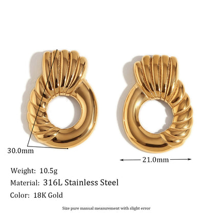 Fashion Circle Geometric Stainless Steel 18K Gold Plated Earrings