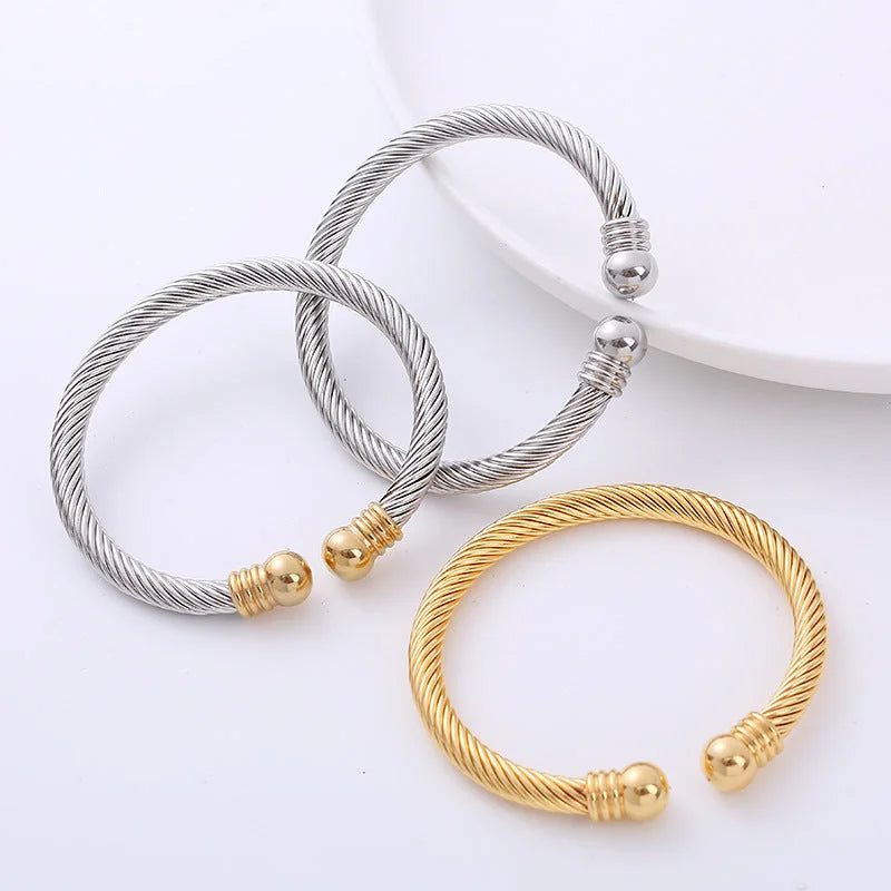 Retro Vintage Stainless Steel Electroplating Bangles