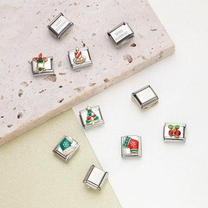 1 Piece 9*10mm 201 Stainless Steel Christmas Tree Santa Claus Christmas Socks Jewelry Accessories