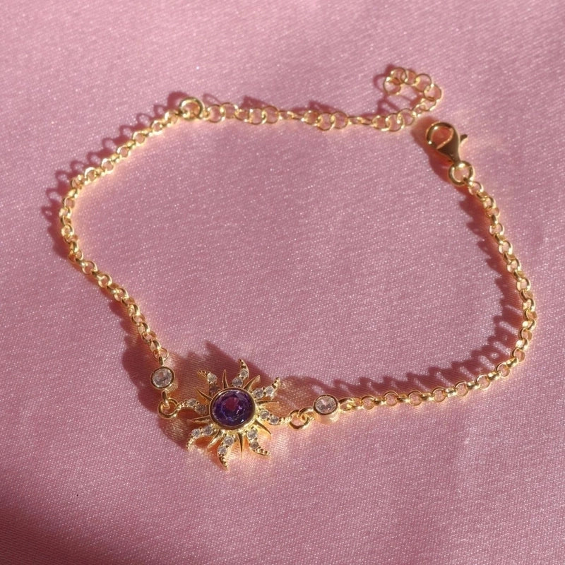 Copper Gold Plated Casual Minimalist Inlay Sun Artificial Opal Zircon Rings Earrings Necklace