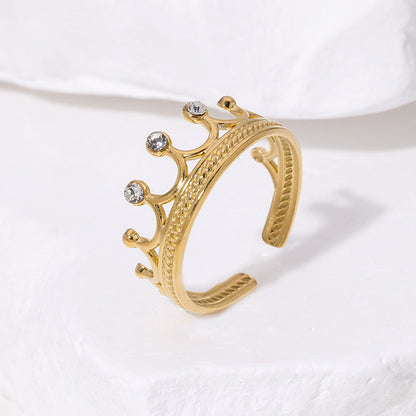 Open Ring Minimalist Crown Stainless Steel Electroplating Rings