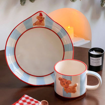 Casual Cute Pastoral Dog Ceramics Mug 1 Set