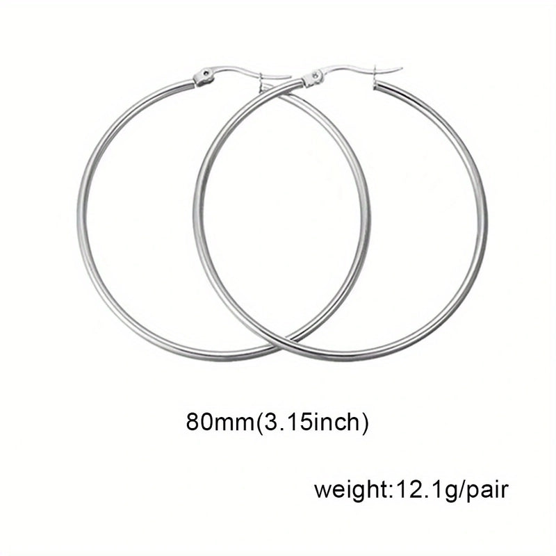 1 Pair Basic Minimalist Commute Round 304 Stainless Steel 18K Gold Plated Earrings