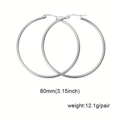 1 Pair Basic Minimalist Commute Round 304 Stainless Steel 18K Gold Plated Earrings