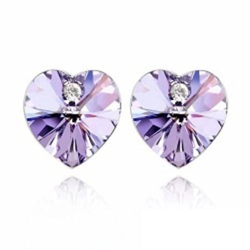 Korean Style Heart Inlaid Crystal Alloy Crystal Earrings