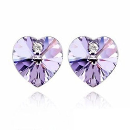 Korean Style Heart Inlaid Crystal Alloy Crystal Earrings