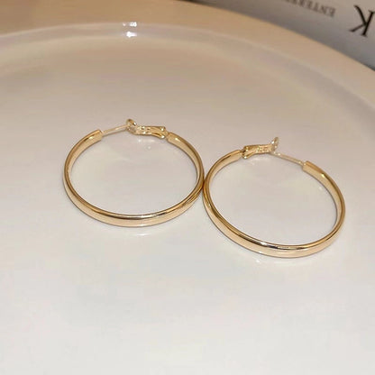 1 Pair Minimalist Round 304 Stainless Steel 18K Gold Plated Earrings
