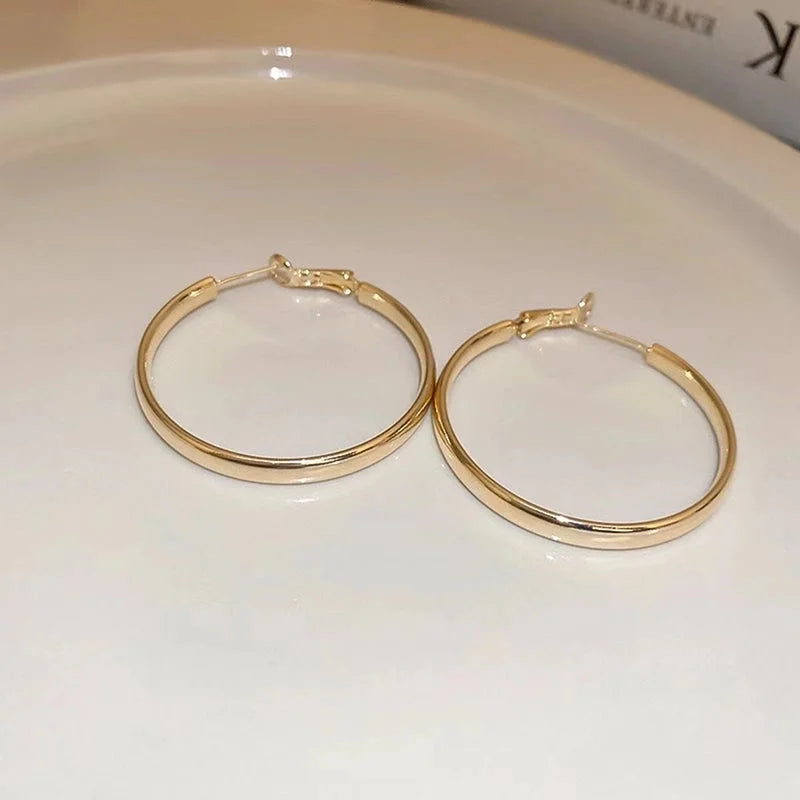 1 Pair Minimalist Round 304 Stainless Steel 18K Gold Plated Earrings