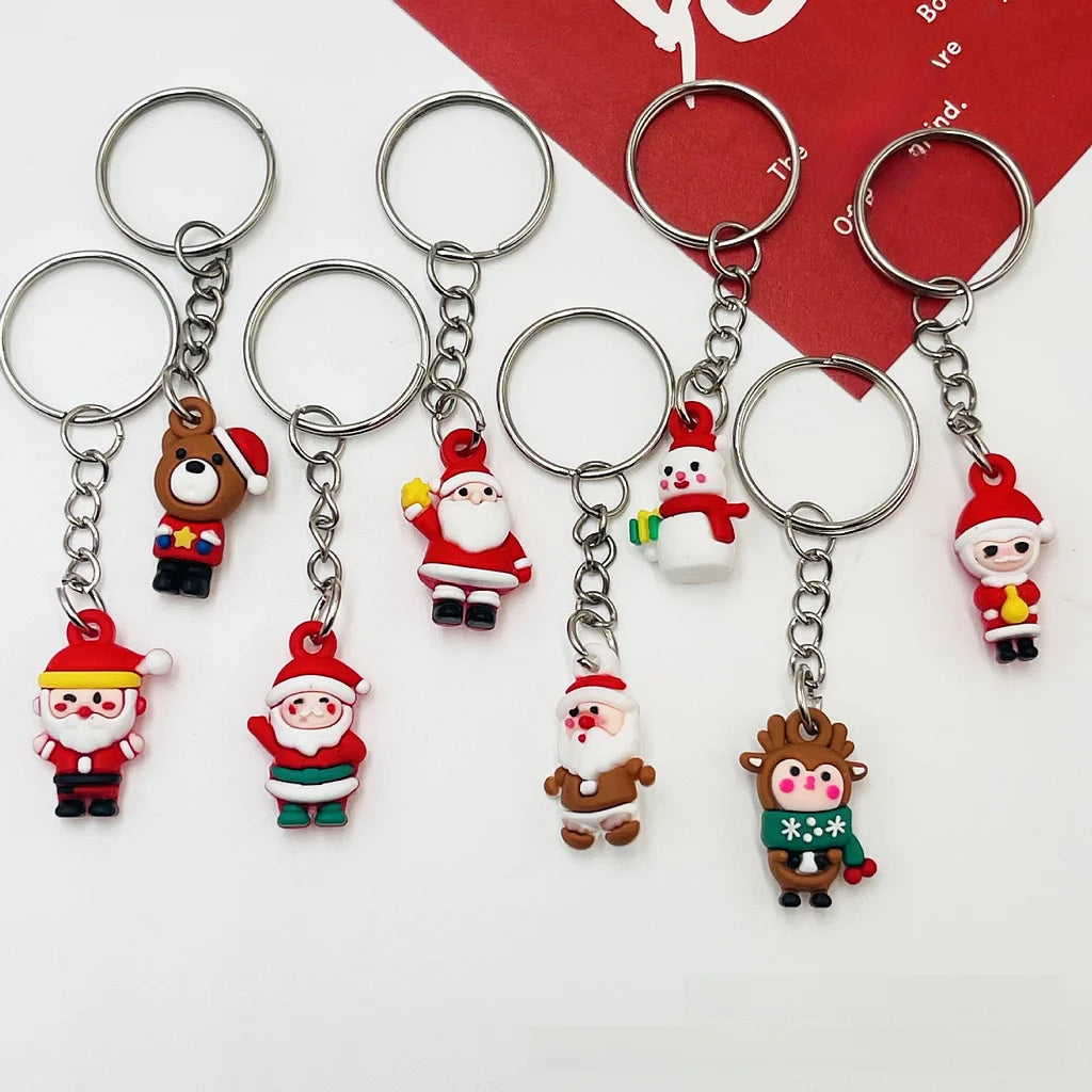 Cute Santa Claus Snowman PVC Christmas Unisex Bag Pendant Keychain