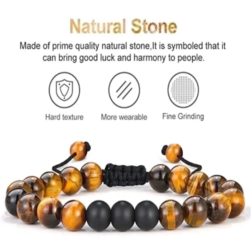 Fashion Gradient Color Natural Stone Agate Beaded Bracelets