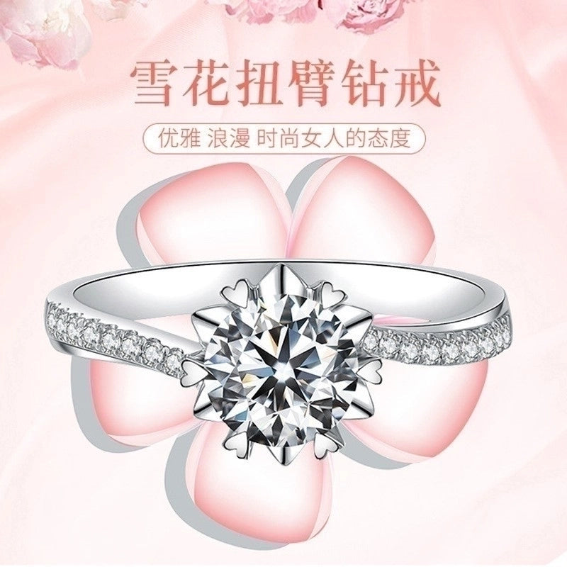 Fashion Round Copper Inlay Artificial Diamond Rings 1 Piece