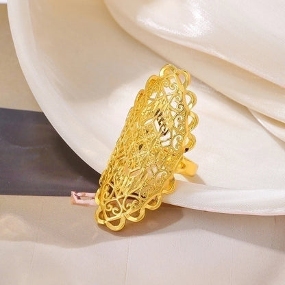 Elegant Solid Color Copper Plating 18k Gold Plated Rings