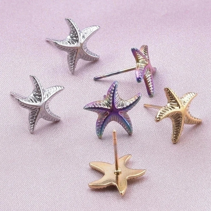 1 Pair Minimalist Round Star Plating 304 Stainless Steel 18K Gold Plated Ear Studs