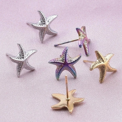 1 Pair Minimalist Round Star Plating 304 Stainless Steel 18K Gold Plated Ear Studs