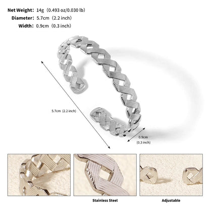 Modern Style Geometric Plant 304 Stainless Steel 18K Gold Plated Bangle In Bulk