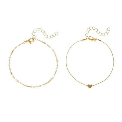 3 Pieces Copper Plating Heart Shape Bracelets Anklet Necklace
