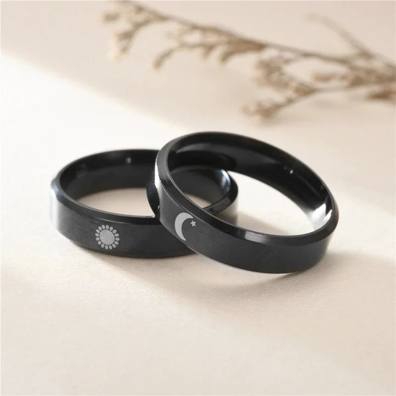 Fashion Sun Moon Stainless Steel Rings Metal Stainless Steel Rings 1 Piece