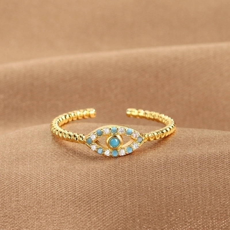 1 Piece Lady Devil's Eye Copper Plating Artificial Gemstones Open Ring