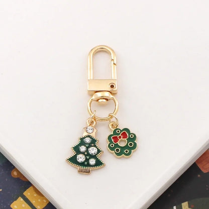 Cartoon Christmas Series Metal Keychain Hanging Christmas Tree Candy Snowman Pendant Small Gifts