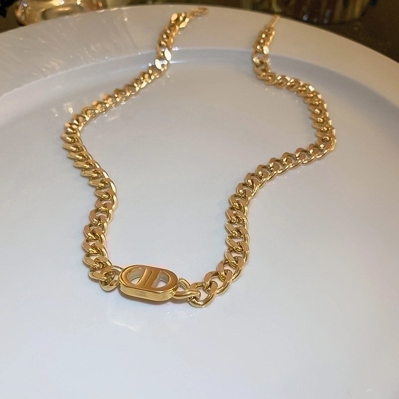 Minimalist Geometric Alloy Titanium Steel Plating Inlay Artificial Pearls Turquoise Rhinestones Necklace