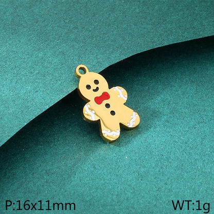 Christmas Elements Series Diy Accessories Stainless Steel Elk Santa Claus Snowflake Gloves Pendant