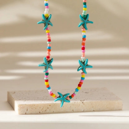 Copper Inlay Star Turquoise Necklace