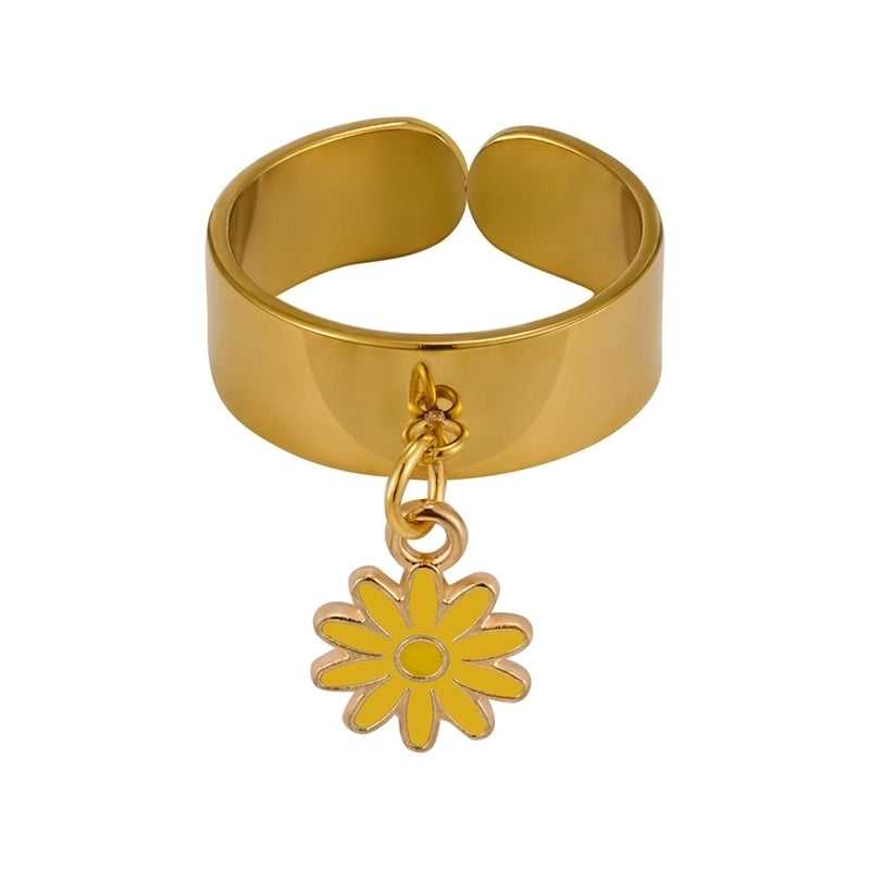 Elegant Retro Solid Color 304 Stainless Steel Enamel Open Rings