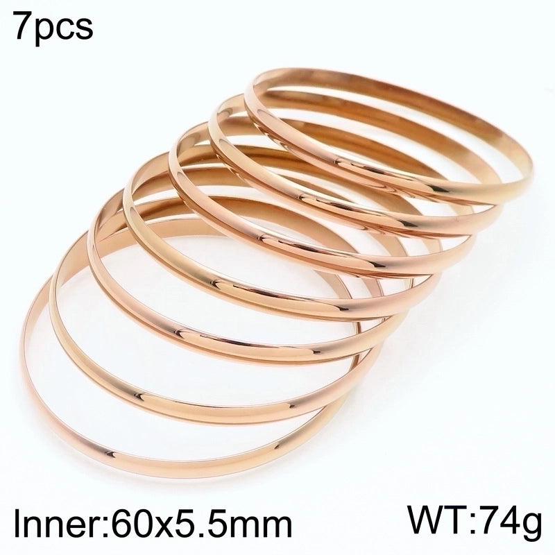 Minimalist Round Stainless Steel 18K Gold Plated Bangle In Bulk