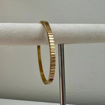 Casual Minimalist Round Square Stripe Stainless Steel Plating Inlay Zircon 18k Gold Plated Bangle