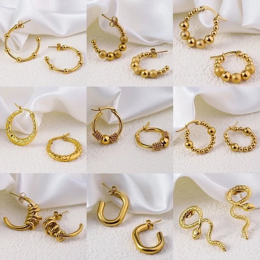 12 Pieces Minimalist Commute Geometric Heart Shape Plating Titanium Steel Drop Earrings Earrings Ear Studs