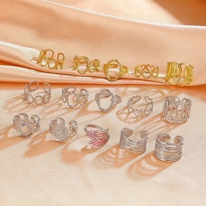 Retro Geometric Stainless Steel Gold Plated Plating Open Rings
