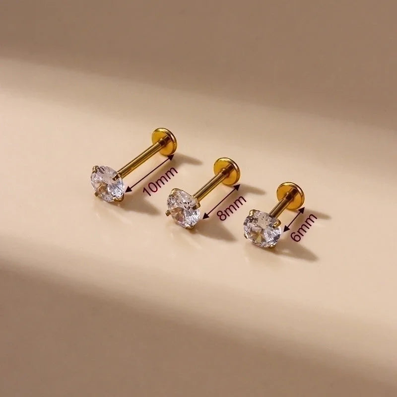 1 Piece Lip Rings Fashion Geometric 316L Stainless Steel Plating Zircon