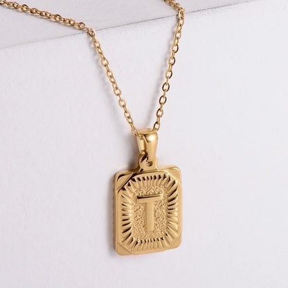 304 Stainless Steel 18K Gold Plated Minimalist Plating Letter No Inlaid Pendant Necklace