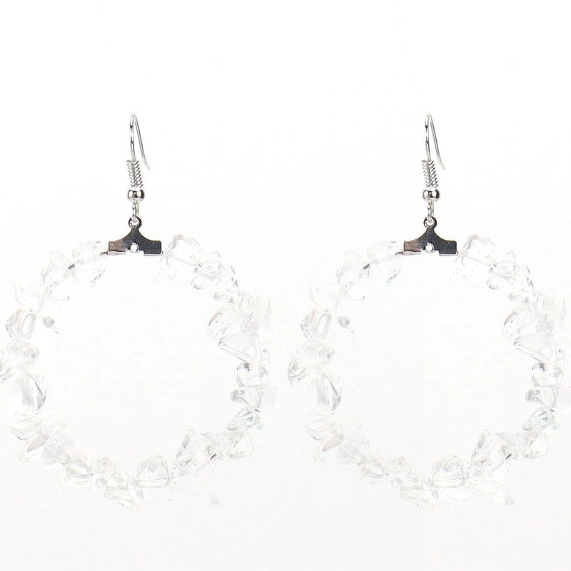 2 Pieces Ig Style Irregular Circle Beaded Plating Alloy Natural Stone Drop Earrings