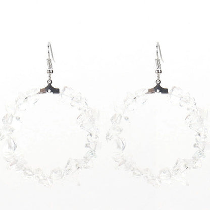 2 Pieces Ig Style Irregular Circle Beaded Plating Alloy Natural Stone Drop Earrings