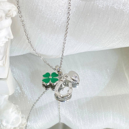 Copper Cable Chain Plating Four Leaf Clover Eiffel Tower Airplane Pendant Necklace