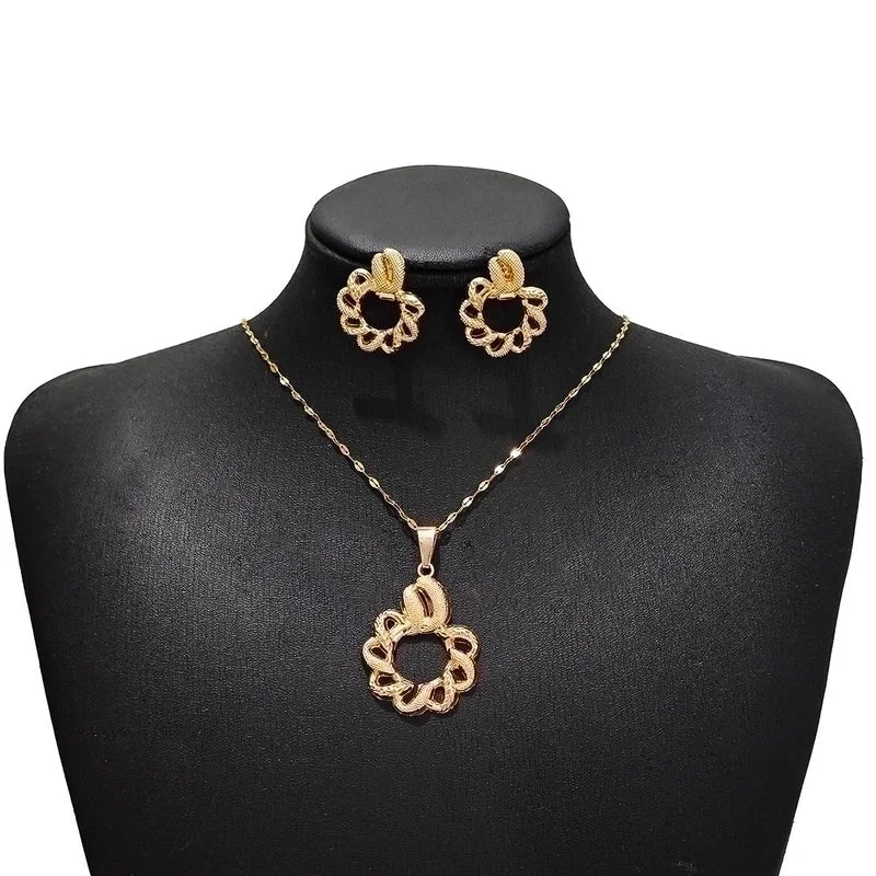 Elegant Classical Geometric 304 Stainless Steel Plating Jewelry Set