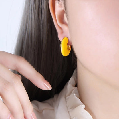 1 Pair IG Style Casual Modern Style Geometric Enamel Epoxy Plating Titanium Steel 18K Gold Plated Ear Studs