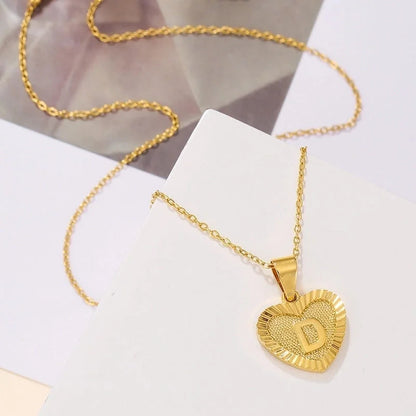 Sweet Letter Stainless Steel Copper Plating Inlay Zircon 18k Gold Plated Pendant Necklace